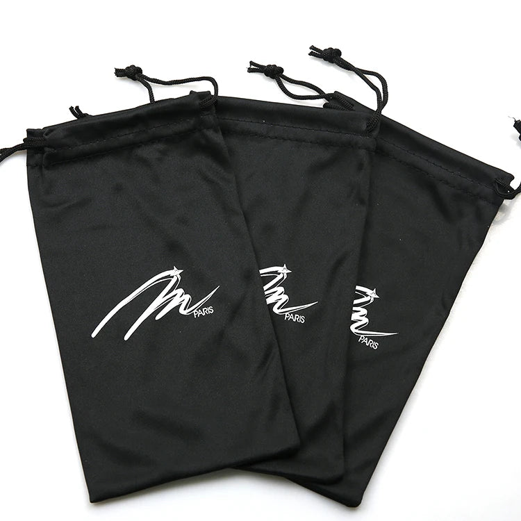 Wholesale Digital Printing Pouch Custom Silk Drawstring Bags Sunglass Case Pouch Optical Glasses Bag Double Rope Cloth Bag