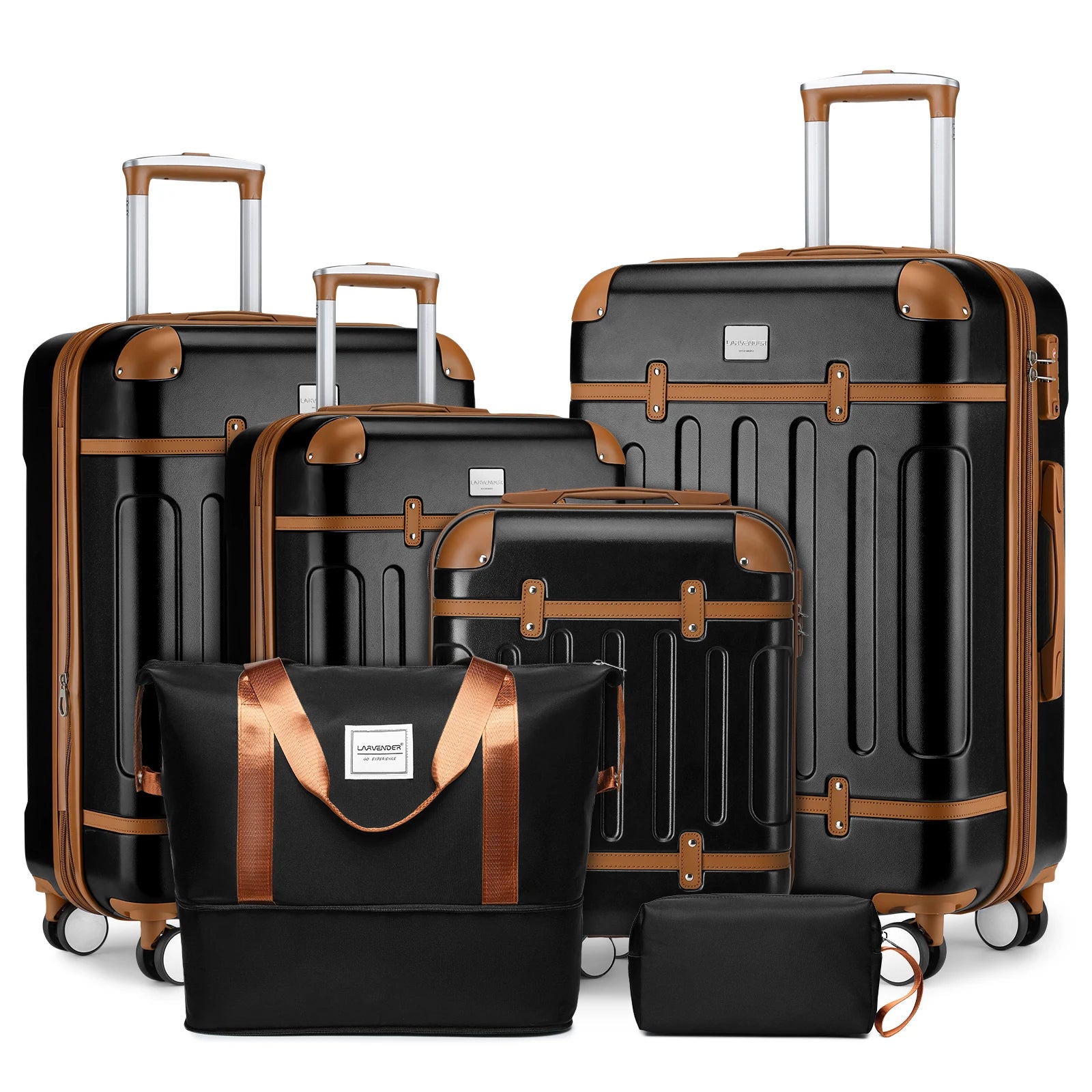 Wholesale Custom Unisex 6-Piece Carry-On Luggage Sets Large Capacity 8-Wheel 360Swivel Spinner TSA Lock Iron Trolley Fashionable