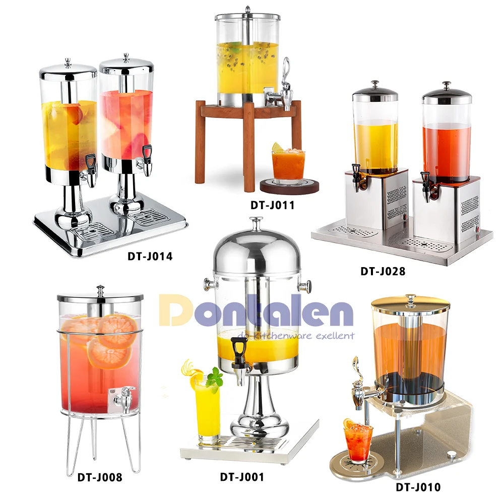 Dontalen Hot Cold Drink Dispenser with Ice Container and Stainless Steel Drip Trays for Parties Buffet Catering Juice Dispenser