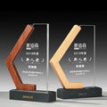 Custom Laser Engraved Crystal Glass Wooden Award Plaque Crystal Award Plaque with Marble Base MH-NJ00683