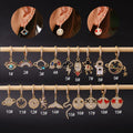 New 18k Gold Plated Colorful Enamel Space Astronauts CZ Dangle Huggie Hoop Earring Charm  Clicker Lobe Piercing Fashion Jewelry
