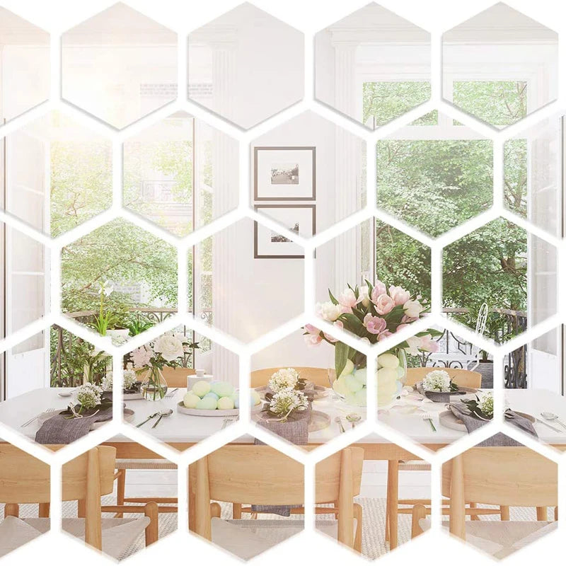 32 Pieces Removable 3d Acrylic Mirror Wall Sticker Decal for Home Living Room Bedroom Decor