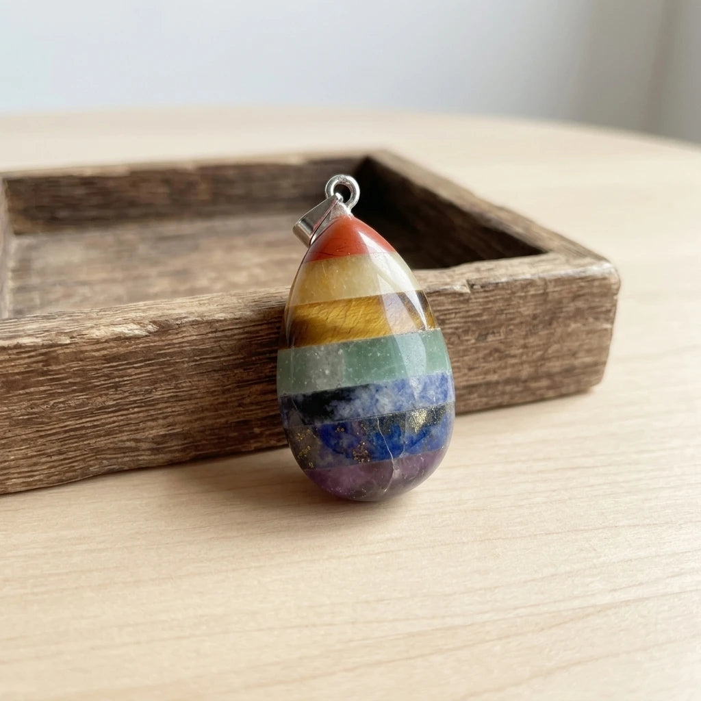Natural Gemstone Pendant 7 Chakra Stone Pendant for Jewelry Making Necklace