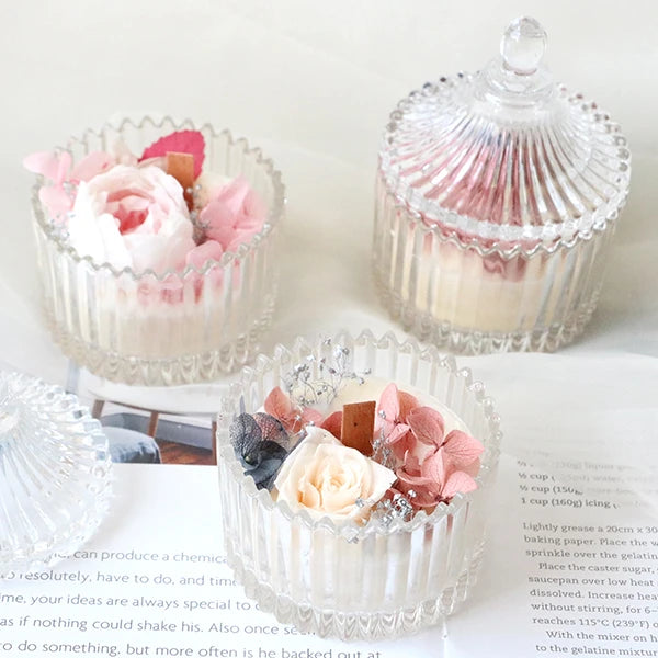 Handmade Creative Glasses with Dried Flower Aromatherapy Fragrance Soy Wax Scented Candles for Weddings