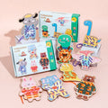 Fine Motor Skills Wooden Cartoon Animals Threading Lacing Cards DIY Matching Laces Sewing Cards Lacing Game