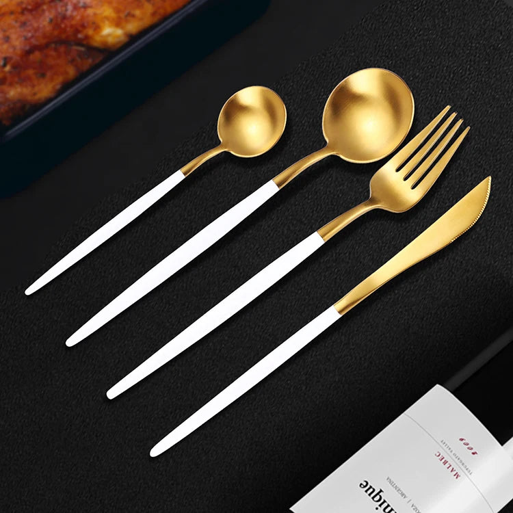 Silverware Fork Spoon Set Stainless Gold Cutlery Set Stainless Steel 16 72pcs 24 Pcs Flatware Sets With Gift Box