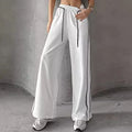 Enyami Autumn Casual Lady Knit Black Pant Fashion Street Wear Women's Trousers Gym Sport Lace up Women Elegant White Pants