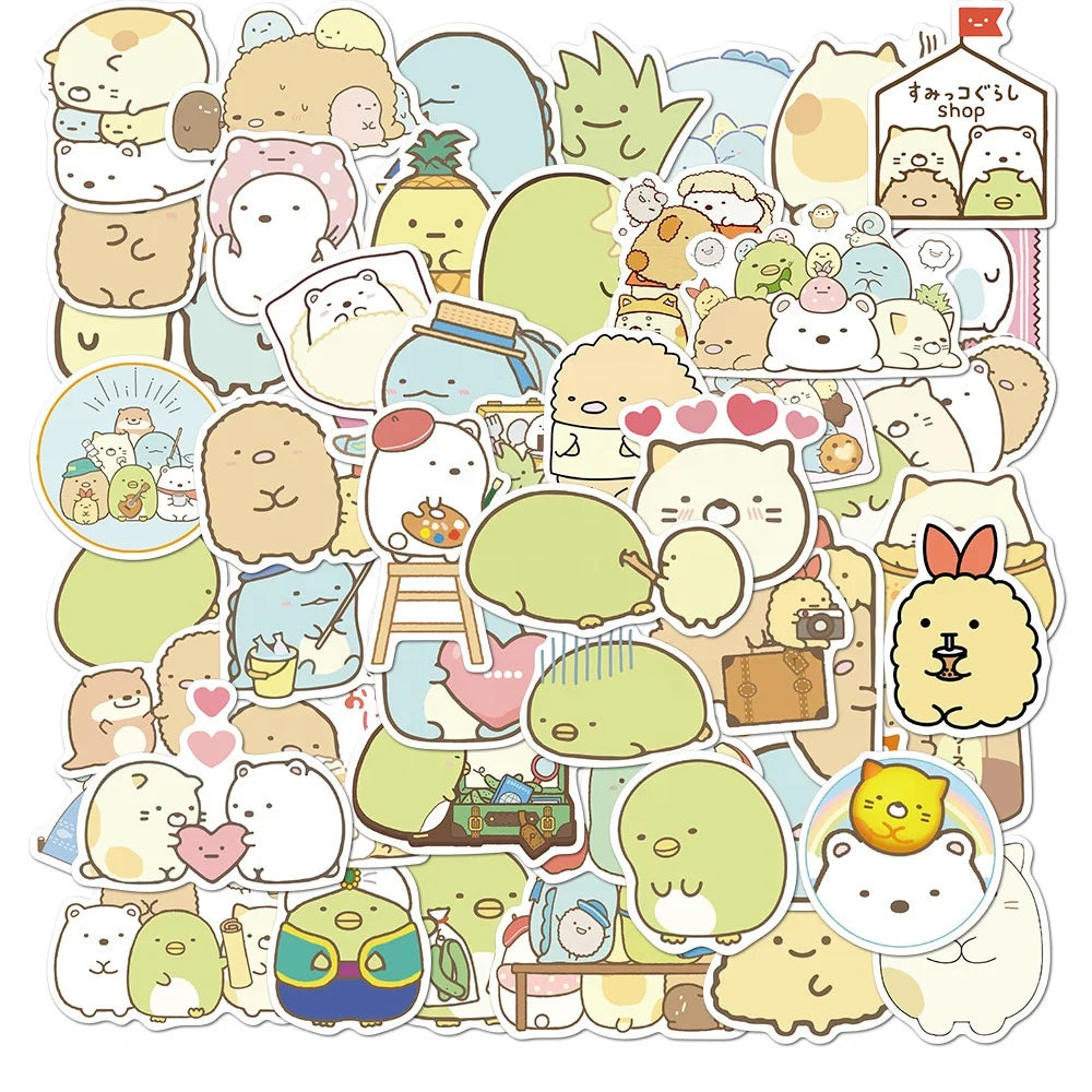 50Pcs Corner Creature Sumikko Gurashi Cartoon Stickers for Bottle Laptop Notebook Vinyl Kawaii Decor Sticker