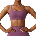 High Quality New Sexy Ribbed Backless Gym Top for Women Fitness Backless Thin Strip Yoga Sports Bra