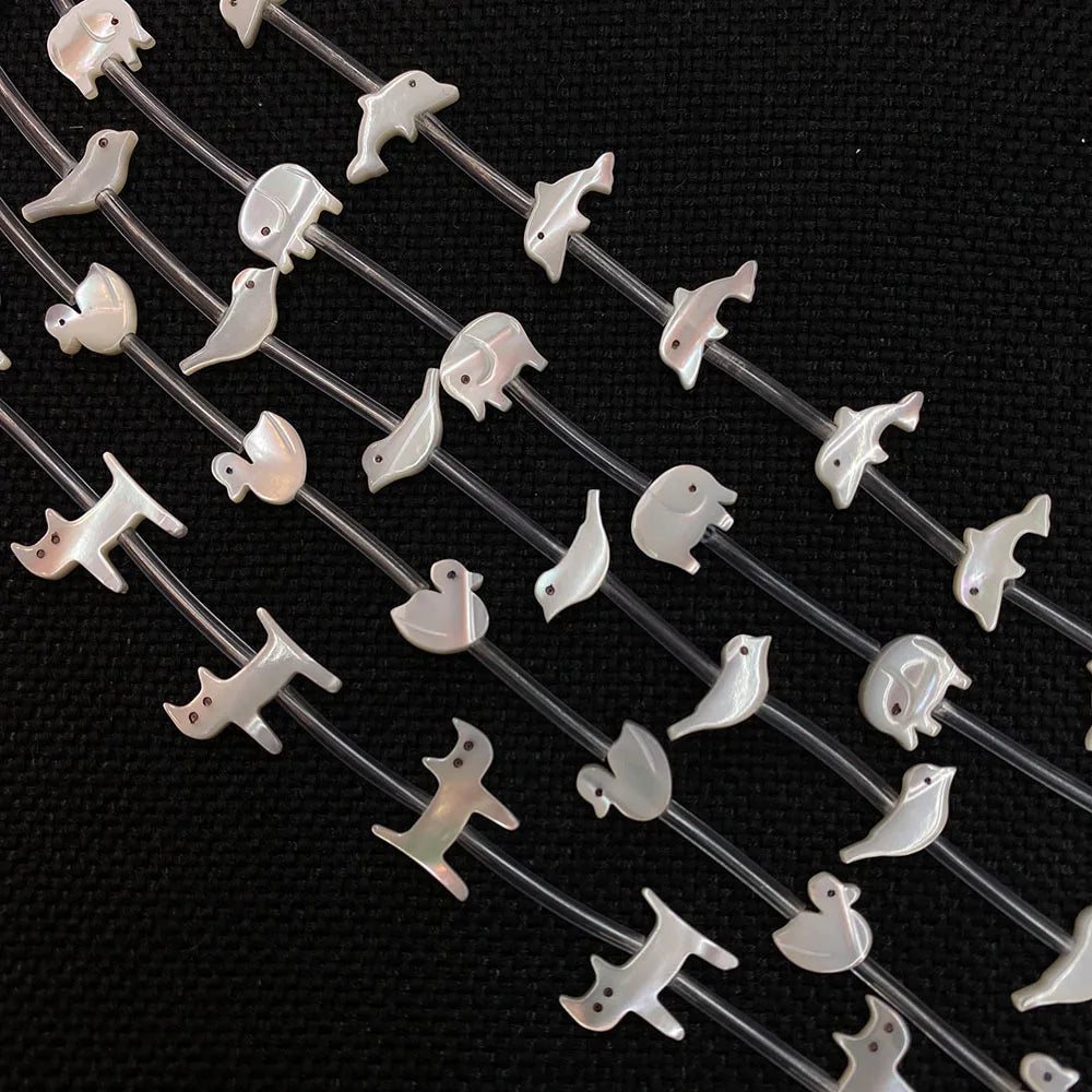 Cut Animal Shell Charms White Trochus Mother of Pearl Cat Pig Bird Dolphin Elephant Bead Jewelry Making DIY Bracelet Necklace