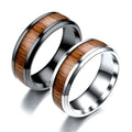Creative Wood Grain Inlaid Stainless Steel Rings for Men Women Unique Comfort Fit Couple Love Forever Jewelry Party Suitable
