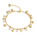 HOVANCI Pendant Anklet Tassel Copper Anklet Gold Plated Foot Chain WIth Bells Diamond Anklet
