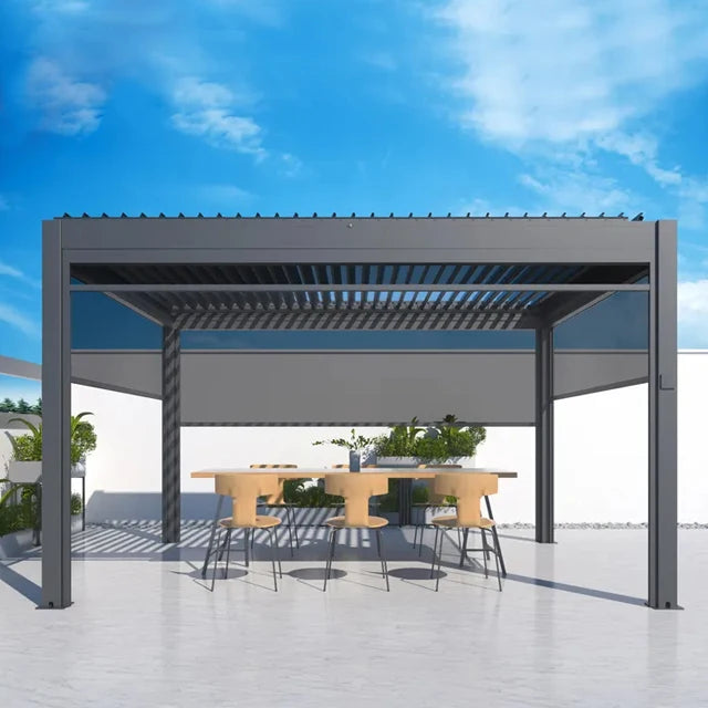 Hot New Baicilla LP-01 Aluminum Bioclimatique Waterproof Sun Shade Motorized Sliding Canopy Awning Roof Louvered Pergola 3.0mm