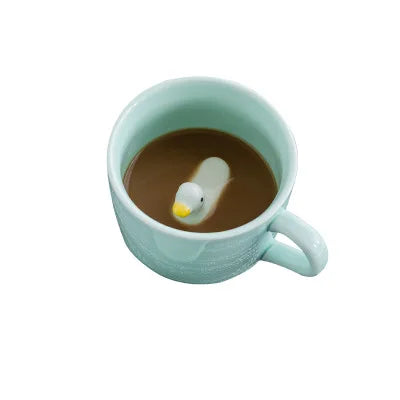 Surprise 3D Coffee Mug Cute Cartoon Animal Ceramics Cup Duck Animal Inside