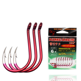 Factory Japanese Red High Carbon Steel Fishhook Brabed Carp Fishing Hooks for Saltwater Freshwater