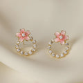 Japanese Cherry Blossom Earrings Cute Sweet Mori Flower Women's  New Natural Earring