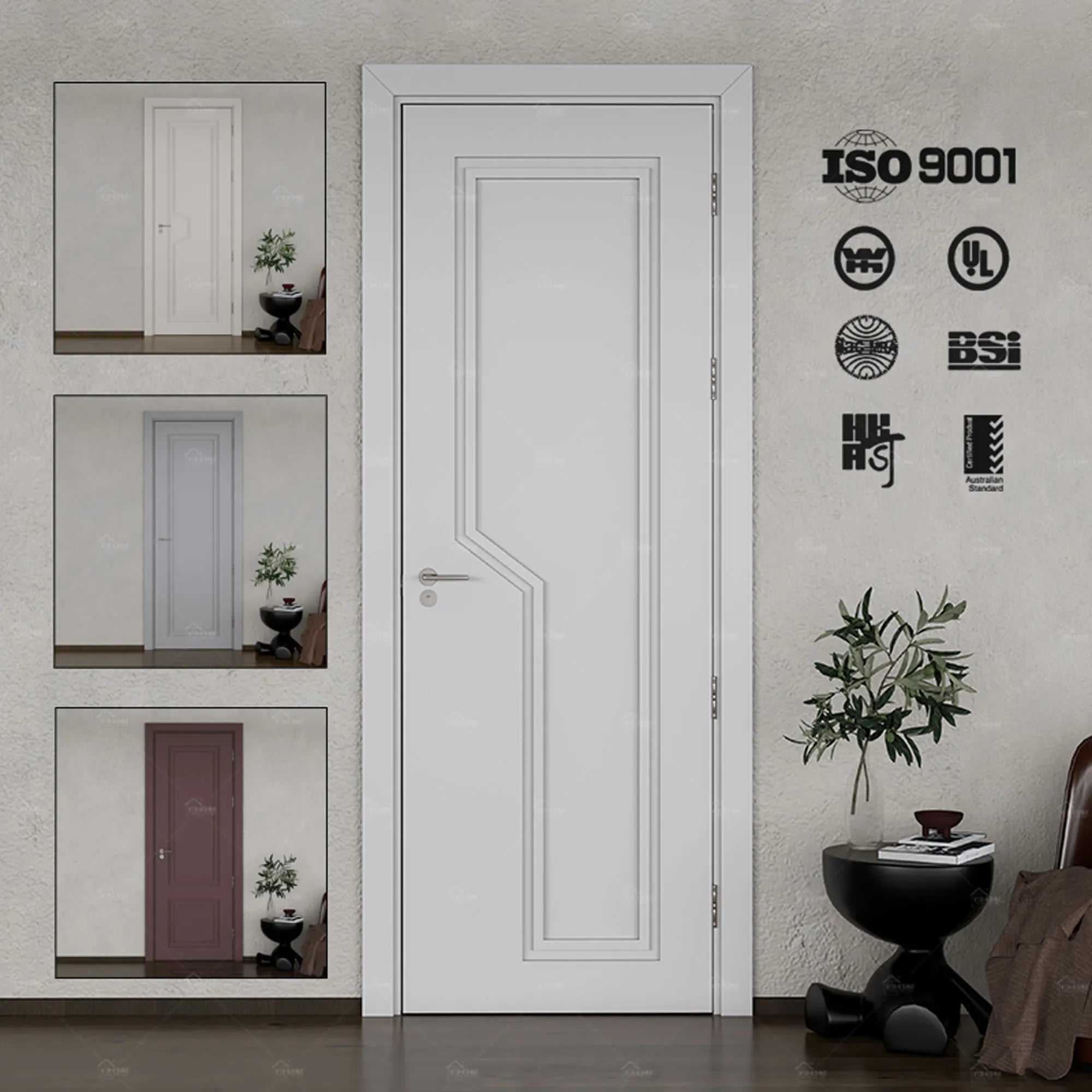 Foshan Yohome Luxury Timber Doors Hotel Apartment Internal Room Door Soundproof Prehung Houses Australia Interior Wooden Door