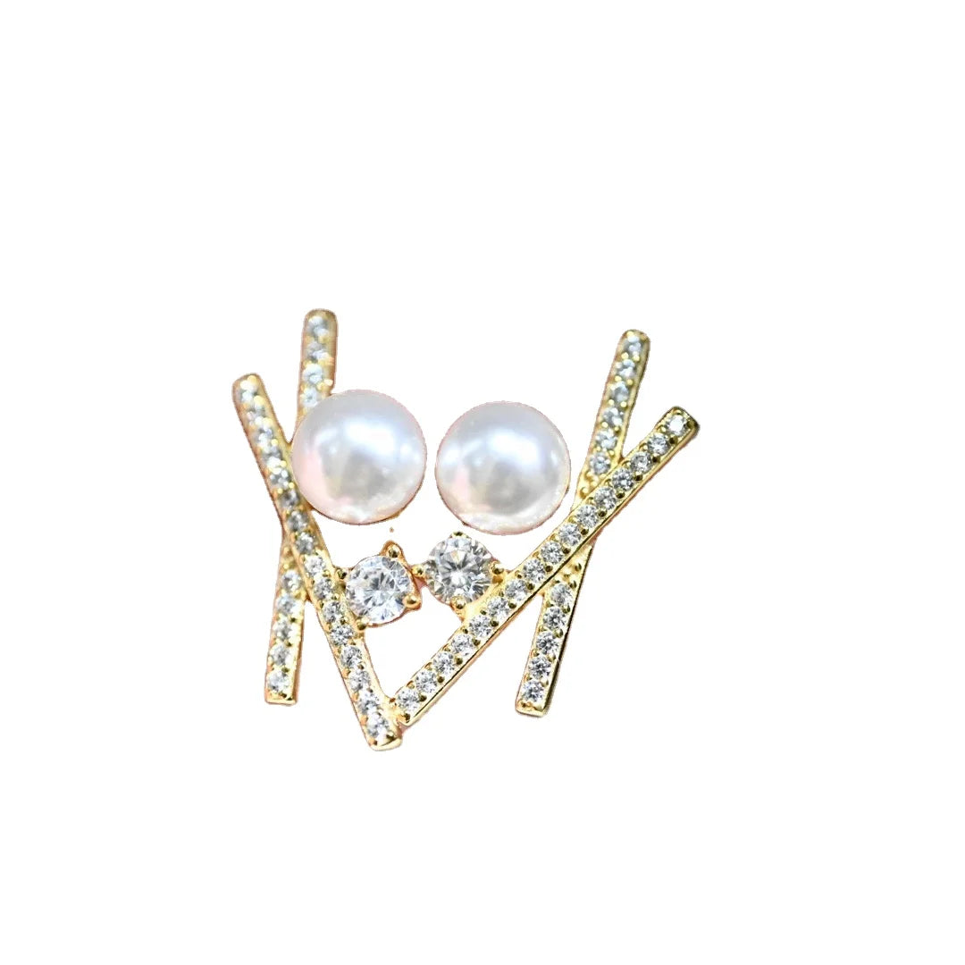 E2275 7-8mm DIY Natural Freshwater Pearl Charm Earrings Mounting Accessory 925 Sterling Silver Gold Plated  Jewelry for Women