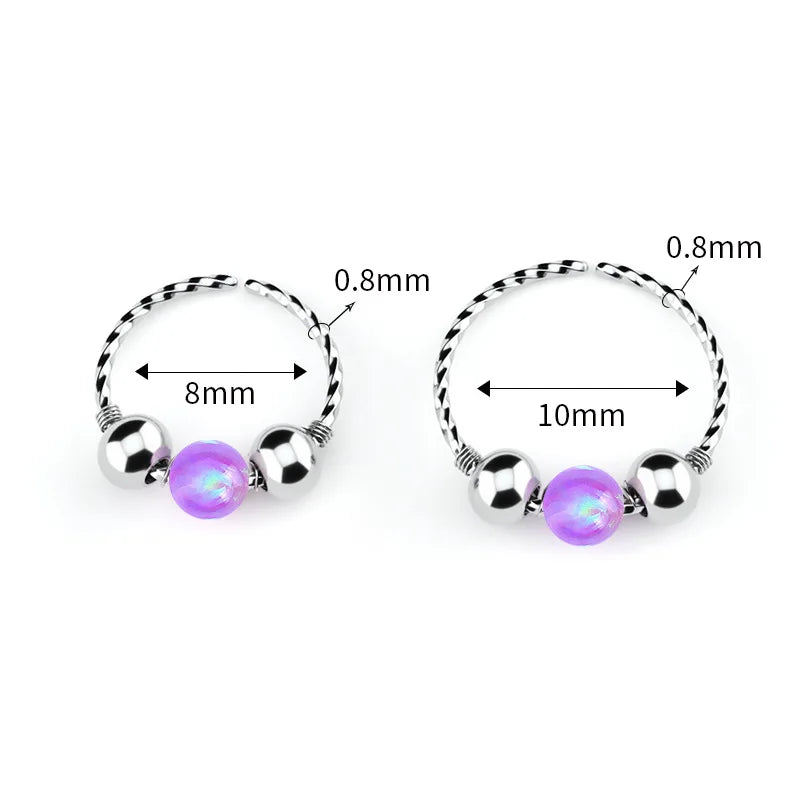 Popular Wholesale 8mm 10mm Multicolor Stainless Metal Round Earrings Nose Rings for Women Stud Body Jewelry