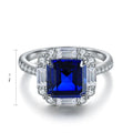 Exquisite Light Luxury S925 Silver Lab Grown Sapphire Asscher Cut Classic Design Women's Anniversary Ring with Prong Setting