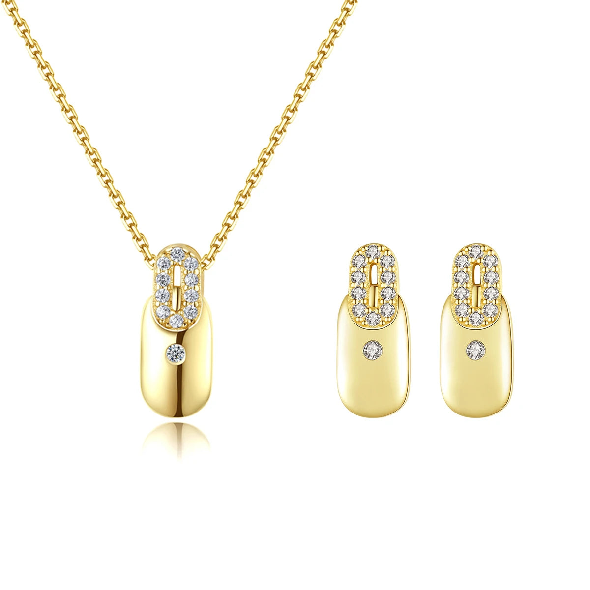 CZCITY 2021 Designer Geometric Set Wholesale Cubic Zirconia Necklace Large Sized Zirconia Jewelry Sets Simple Jewelry Set