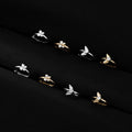 925 Sterling Silver Angel Wing Shape Zircon Gold Plated Hoop Earrings for Women