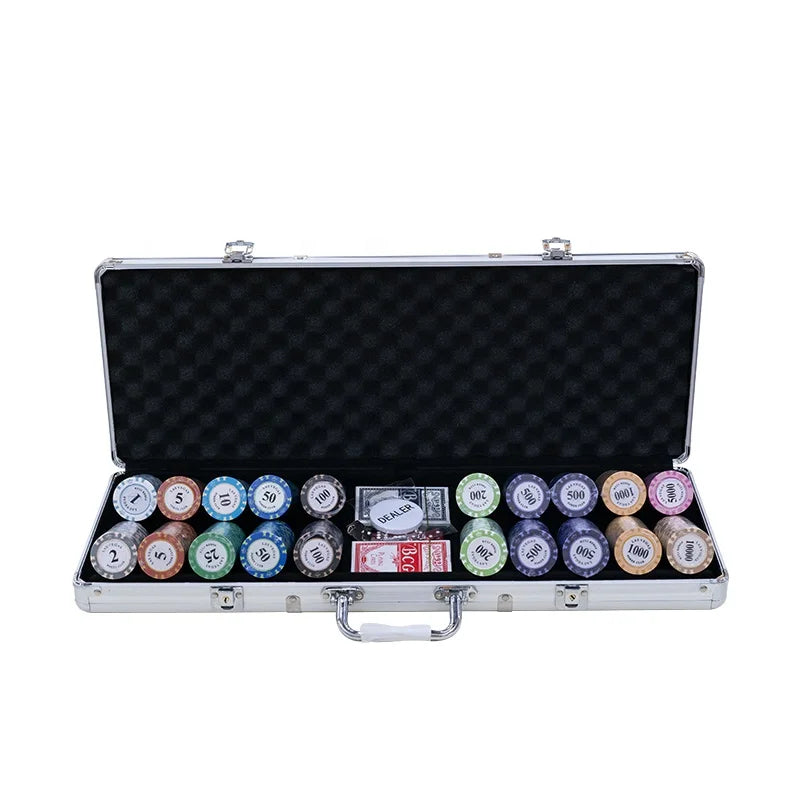 YH 500pcs/set Clay Gambling 14g Casino Crown Poker Chips Mix Color Texas Poker Chips Set for Sale