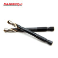 SUBORUI HSS 6542 M2 4341 135 Degrees Fully Ground Hex Shank Twist Drill Bit Black Gold Surface Finish for Metal Drilling Long