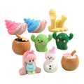 Lovely 3d Artificial Snail Cactus Design Resin Charms Keychain Keyring Accessories