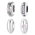 Real 925 Sterling Sliver Round Shape Spacer Stopper Beads Sterling Silver Jewelry Charms Woman Accessories Jewelry Dropshipping