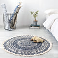 Bohemian Round Handmade Carpet Floor Mat Washable Polyester Printed Rug for Home Decor Woven Technique