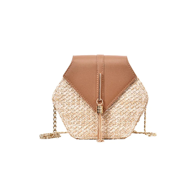 Summer Straw Woven Bag Shoulder Messenger Bag Boho Beach Bag
