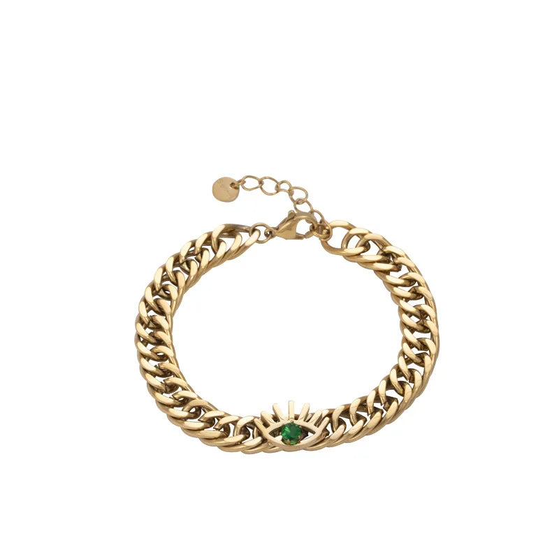 Stainless Titanium Steel New Trend Design Devil'S Eye Thick Chain Retro Fine Fashion Bracelets for Men