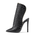Luxury Women Heels 10-11CM  High Heel Pumps Pointed Toe Slip on Mules Black Alligator Print PU Party Shoes for Women and Ladies