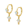 S925 Sterling Silver 14K Gold Plated Drop Earring Rainbow Opal Stone Earring Fine Quality Factory Jewelry