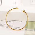 Waterproof 18k Gold Plated Stainless Steel Bracelet Minimalist Adjustable Beaded Open Bracelet for Women Accesorios Mujer