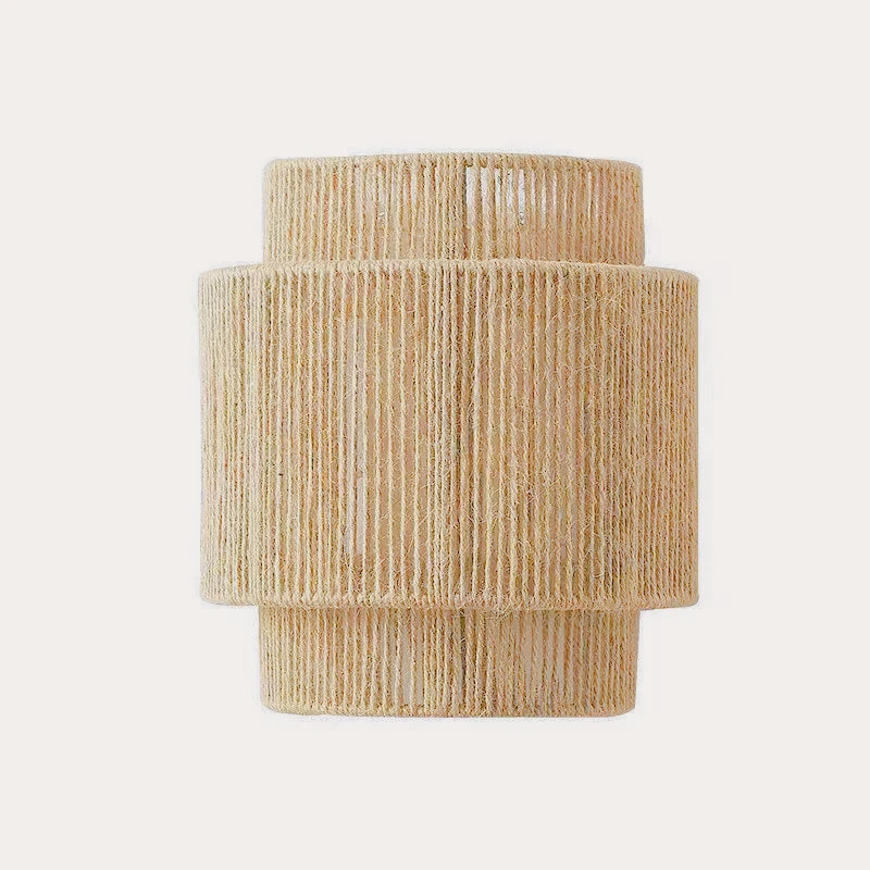 Modern Japanese Wall Lamp Living Room Bedroom Bedside Atmosphere Lamp Hand-Woven Creative Rattan Art Lamps
