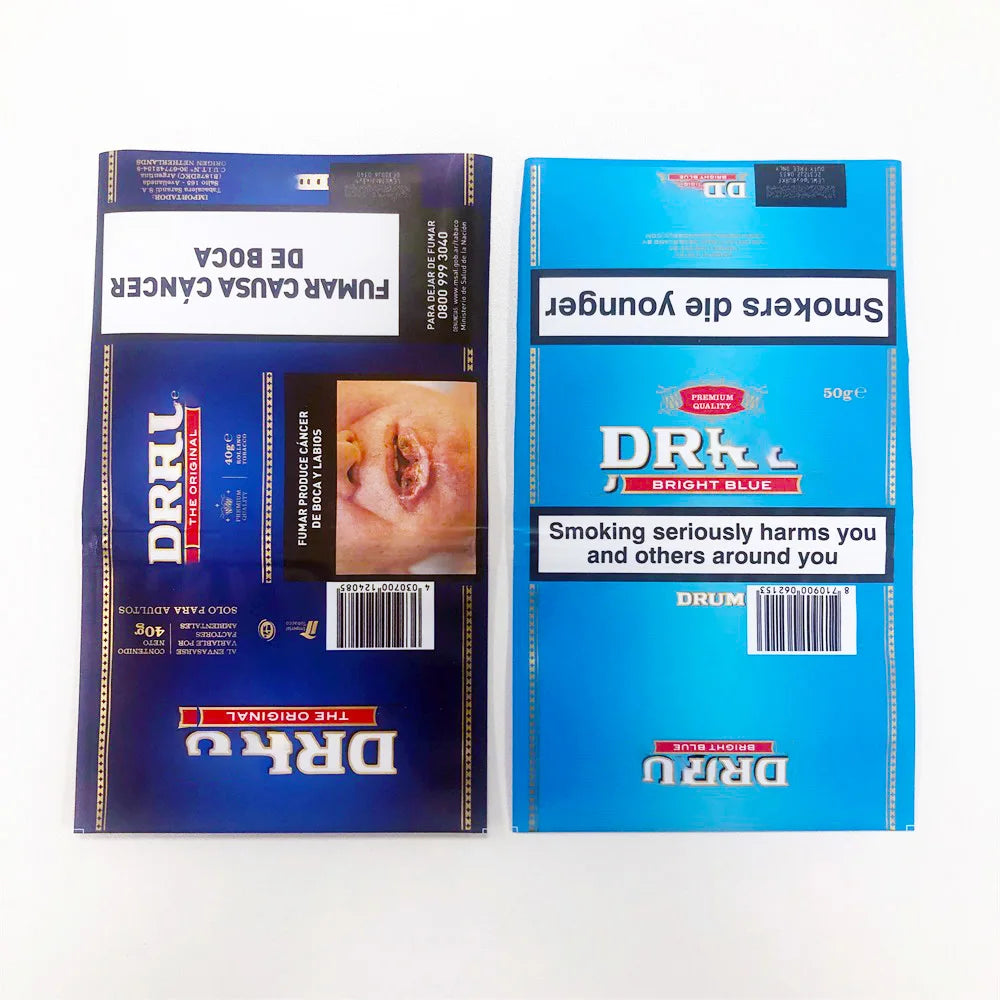 Hand Leaf Empty Zipper Bag Custom 20g 30g 50g Packaging Plastic Rolling Tobacco Pouches
