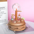 Popular New Product Pink Cherry Tree Sakura Rabbit Lovely Wooden Music Box for Girls