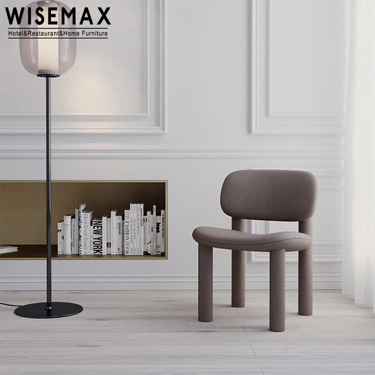 WISEMAX FURNITURE Luxury Living Room Designer Furniture Single Sofas Red Fabric Leisure Chair Backrest Dining Chair for Cafe