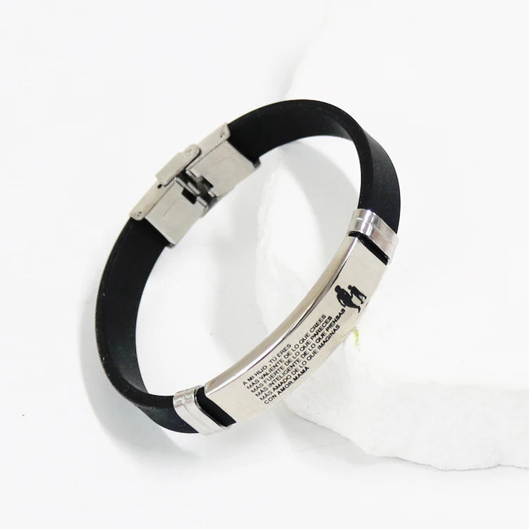Minimalist Fashion Jewelry Gift Men Bracelet Pulseras Para Hombre Al Por Mayor Men's Stainless Steel Silicone Bracelets