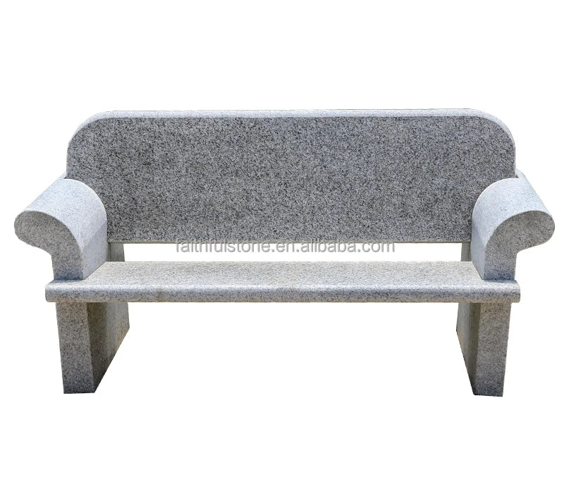 Wholesale Light Grey Colour Granite Stone Bench Chair for Garden Park