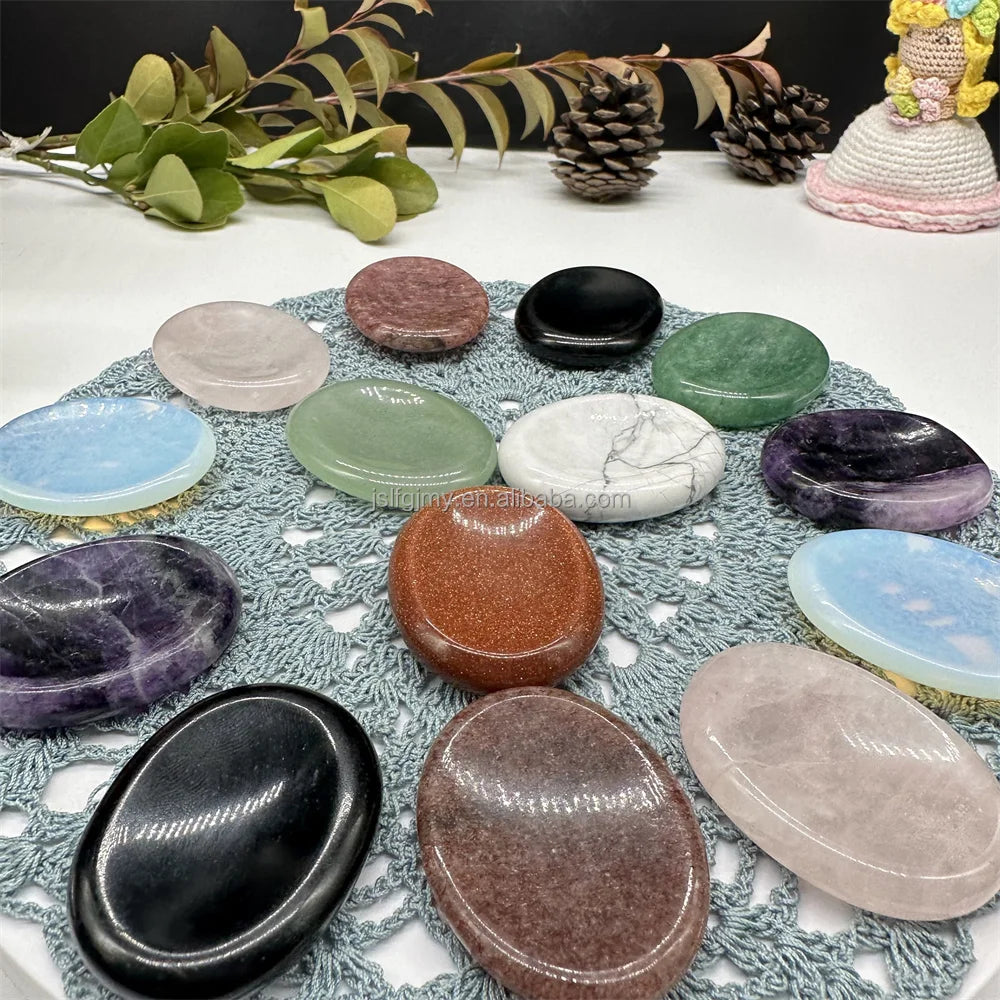 New Arrival Natural Polished Oval Shaped Healing Thumb Stone Crystal Worry Stone Other Crystal Crafts