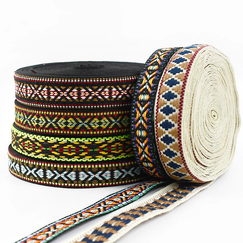 Deepeel KY599 20mm Garment Decorative Accessories Jacquard Printed Ribbon Ethnic Style Webbing Straps