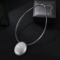 TongLing European Silver Plated Simple Short Necklace Minimalist Circular Pendant Necklace for Daily Accessories