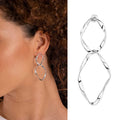 CAOSHI Wholesale Irregular Design Brass Metal Wave Curve Long Earrings for Fashion Jewelry Silver Plated Earrings for Women OEM