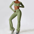 New Arrivals High Waisted Yoga Fitness Set Custom logo Women Gym Workout Flare Leggings Sets