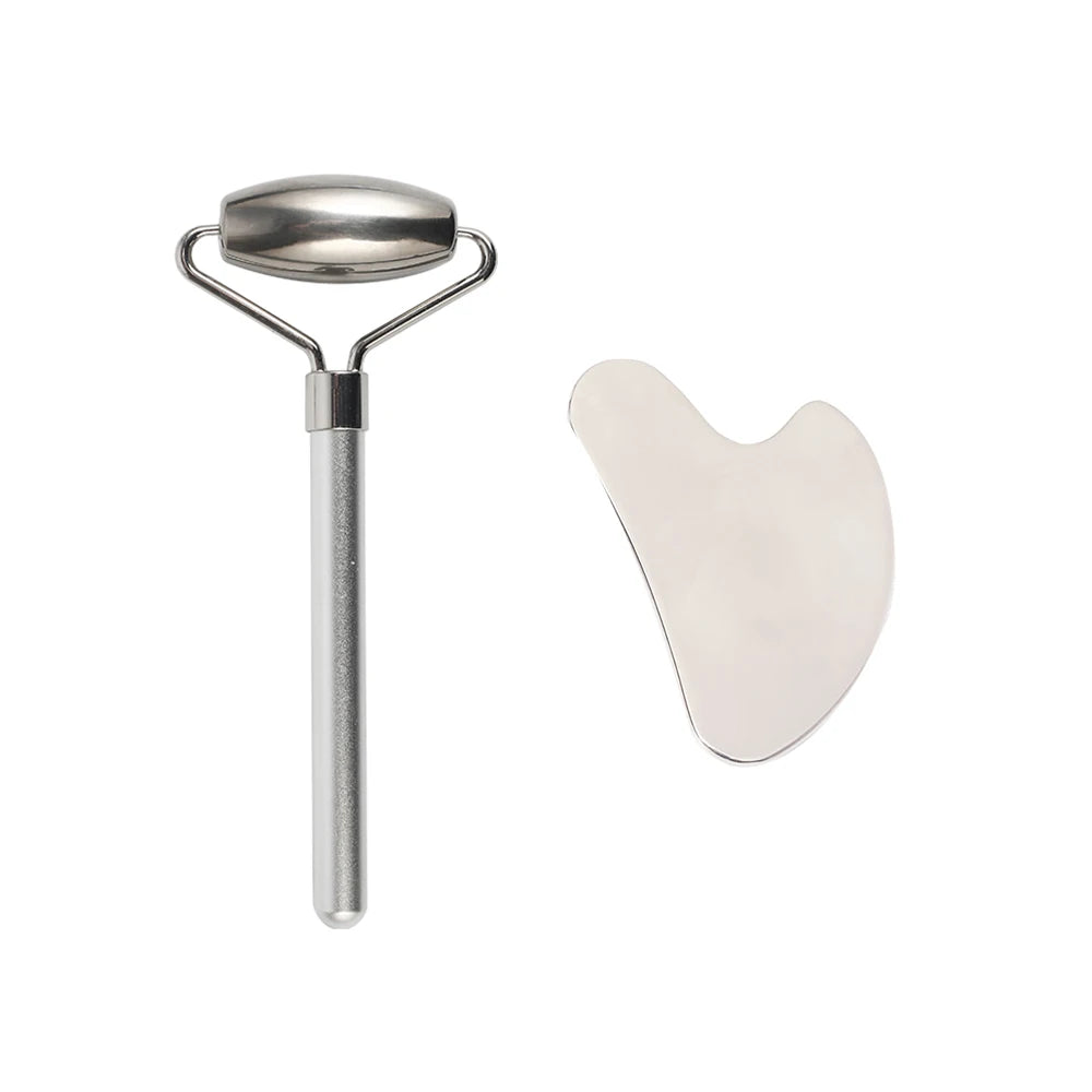 Hot Sale Home Use Portable OEM ODM Custom Ice Cold Stainless Steel Roller Gua Sha Board Set Full Body Message Tool
