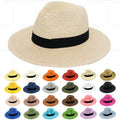 High Quality Summer square Buckle Sunscreen Cap Custom logo Foldable Large Eave Lafite Braid Floppy Fedora Panama Straw Hat