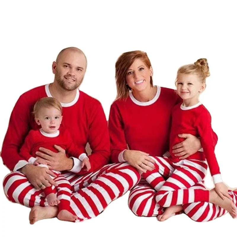 DDP Christmas Jersey Casual Pyjamas Sets Red White Plaid Matching Winter Women Men Family Pajamas Plus Size Thermal Breathable